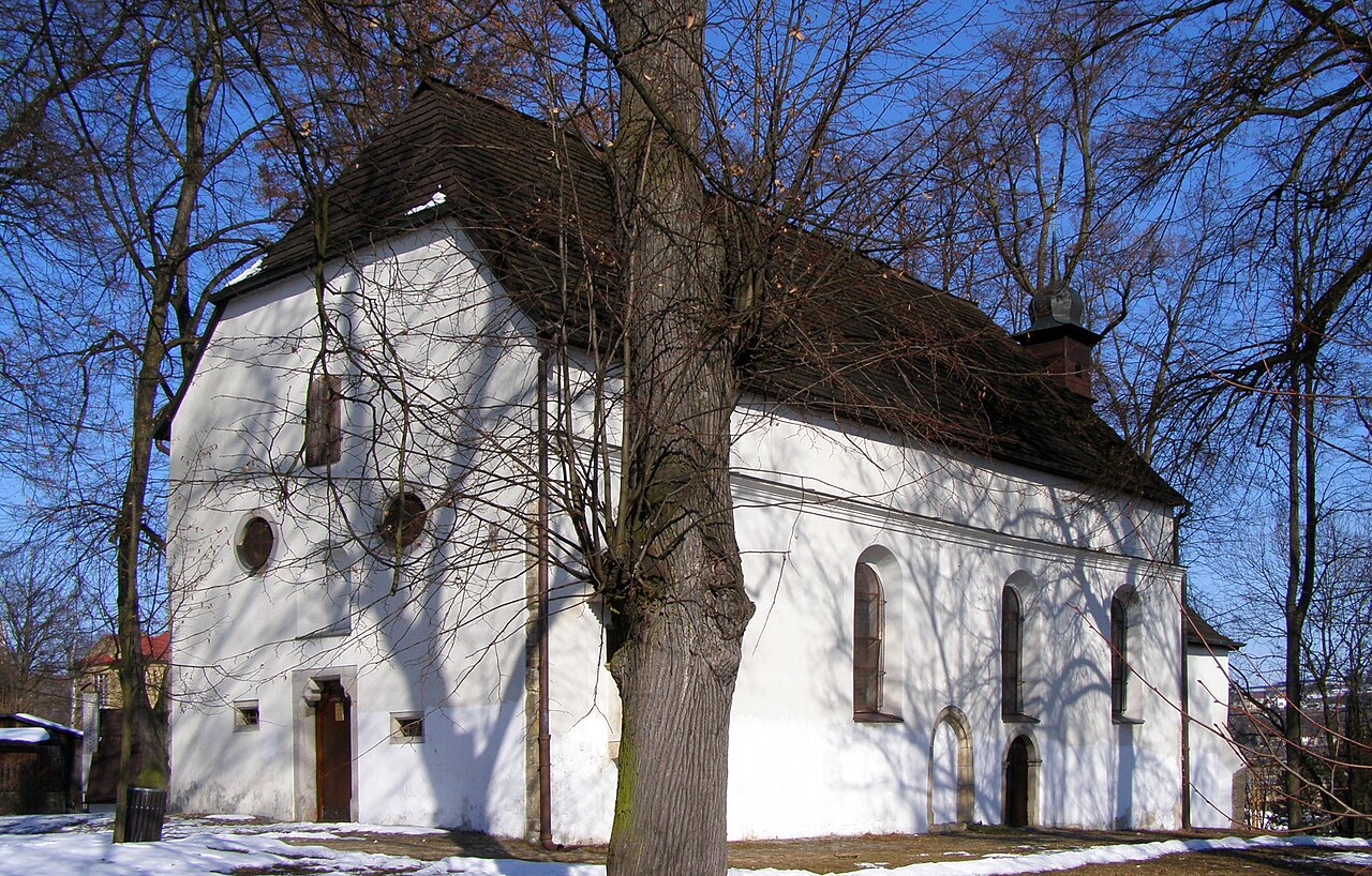Kostel sv. Jana Křtitele v Jihlavě, snímek z roku 2010. Při městské slavnosti roku 1799 se zde účastníci shromáždili před průvodem do města.