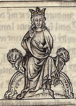 Johann von Luxemburg auf dem Thron. Miniatur des 14. Jahrhunderts, BnF, Français 1584.
