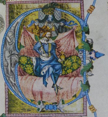 Wenzel IV. in einer Darstellung der Wenzelsbibel.
