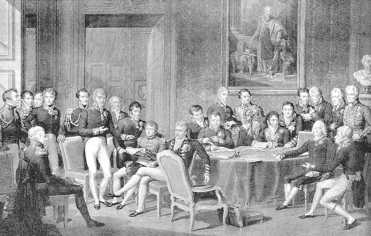 Wiener Kongress: Kupferstich von Jean Godefroy nach Jean-Baptiste Isabey, 1819.