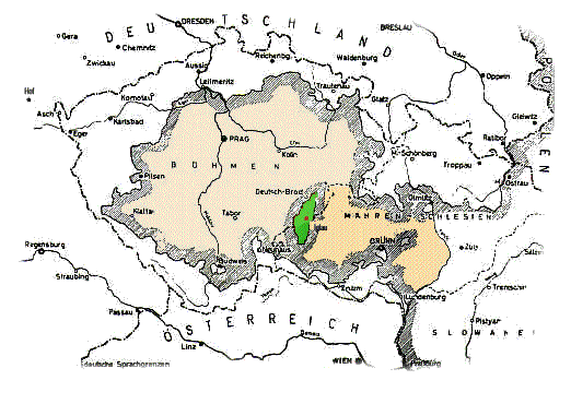 Mapa jihlavského jazykového ostrova